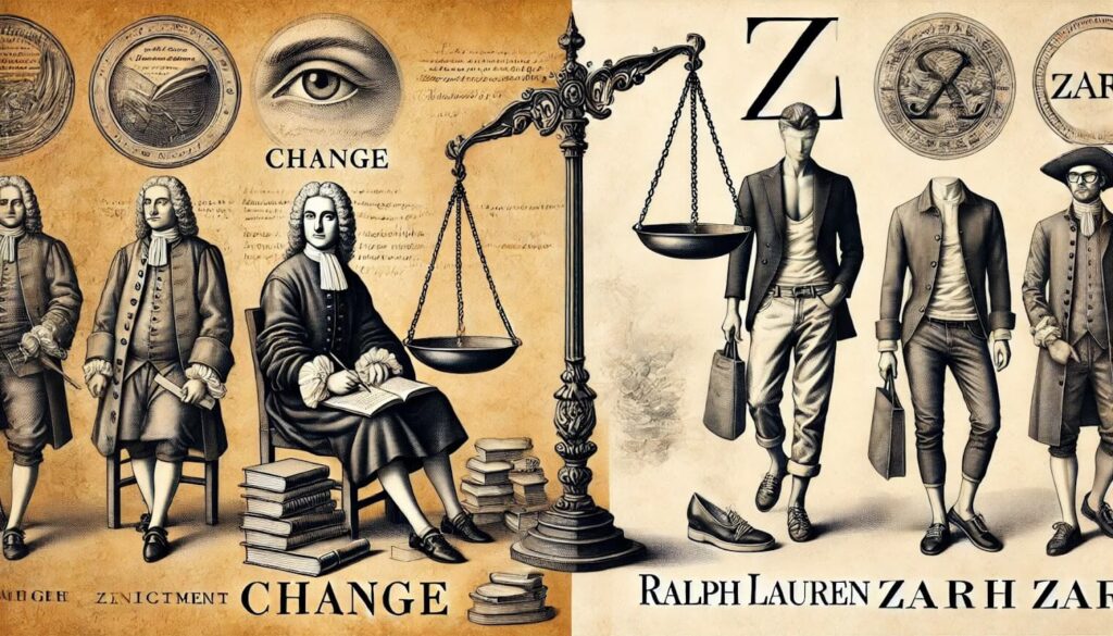 immagine divisa da una bilancia, a sinistra uomini illuministi, a destra modelli